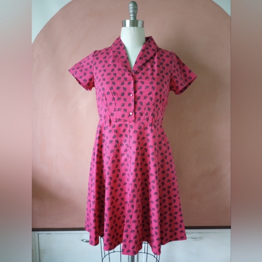 CIRCUS Clothing Ireland NWT "Charlotte" Fan Dress In Magenta UK14 US12 Retro VLV